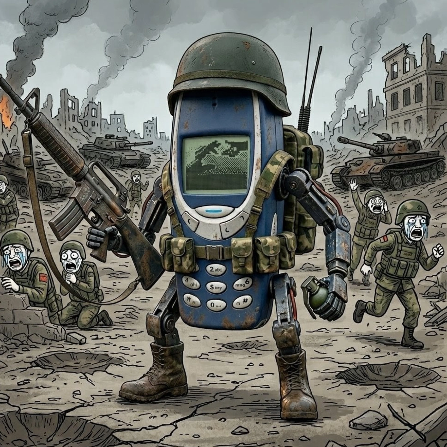 Nokia 3310 soldier on the battlefield