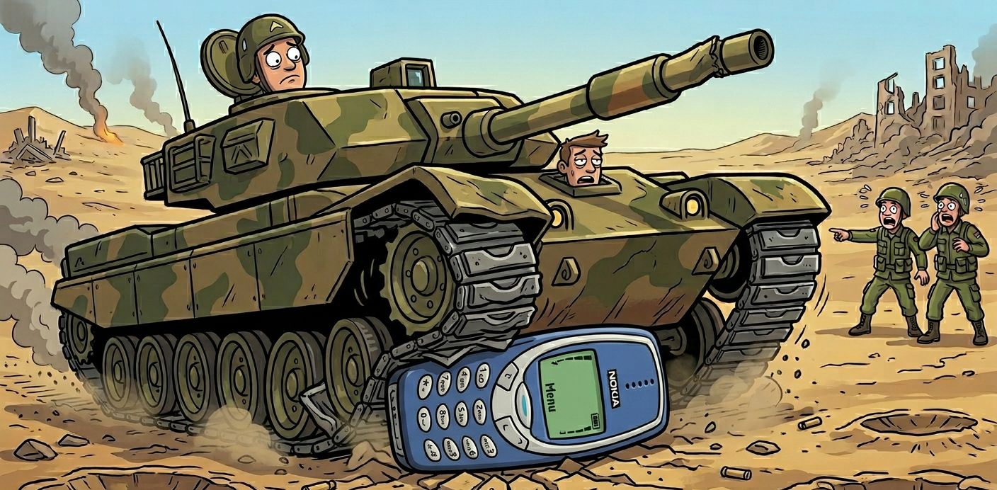 Tank vs Nokia 3310 — the phone survives